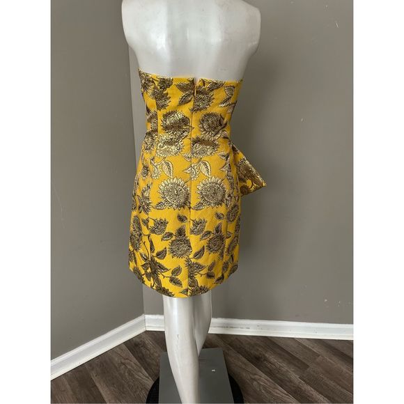 Lela Rose Sunflower Metallic Jacquard Minidress Size 8 $1690 - Picture 10 of 12